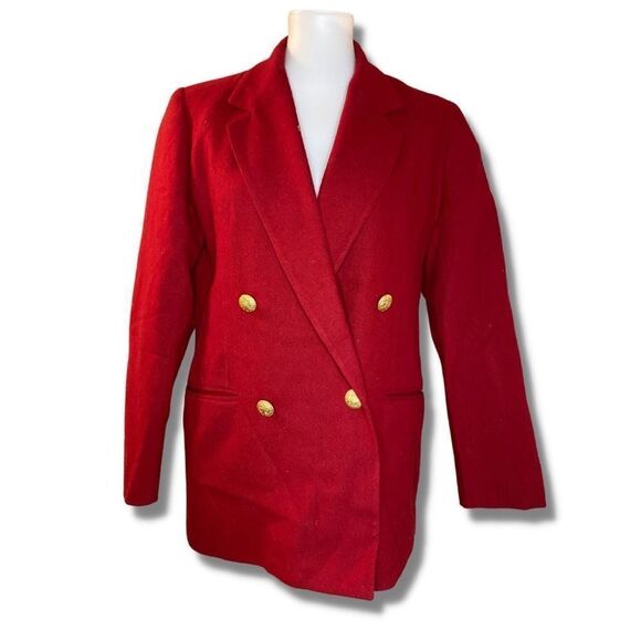 Stephanie Andrews Womens Suit Jacket Blazer Double Breasted Red Size 10P - Picture 1 of 7
